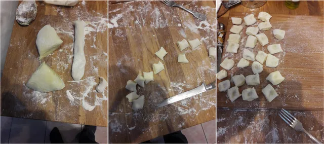 Étapes de façonnage des gnocchi